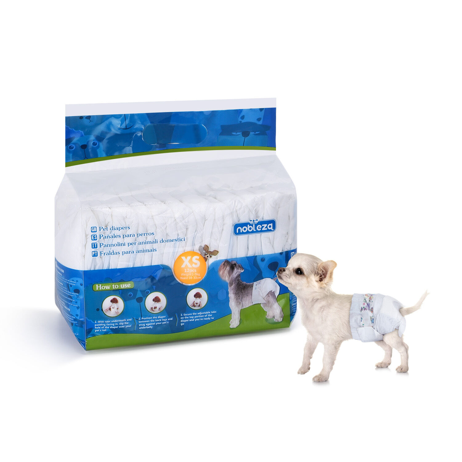 Nobleza 12x Pa&ntilde;ales para Perros Desechables Hembra Cachorro Entrenamiento Pa&ntilde;ales S&uacute;per Absorbente Envolturas para Mascotas Paquete de 12, L, , large Imagen numero 8