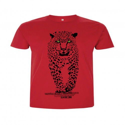 Animal totem camiseta manga corta algodón jaguar rojo para hombres