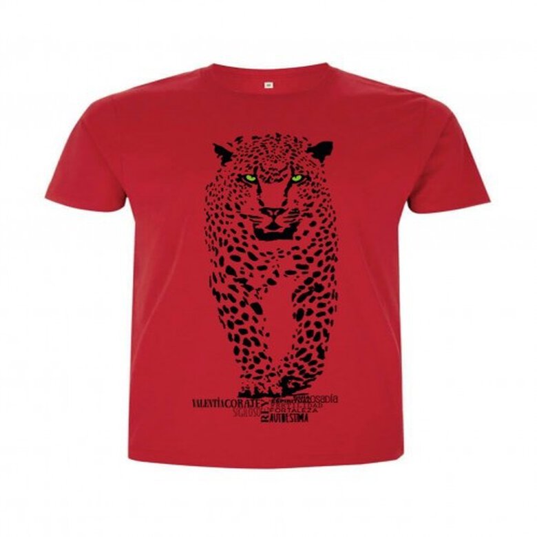 Animal totem camiseta manga corta algodón jaguar rojo para hombres, , large image number null