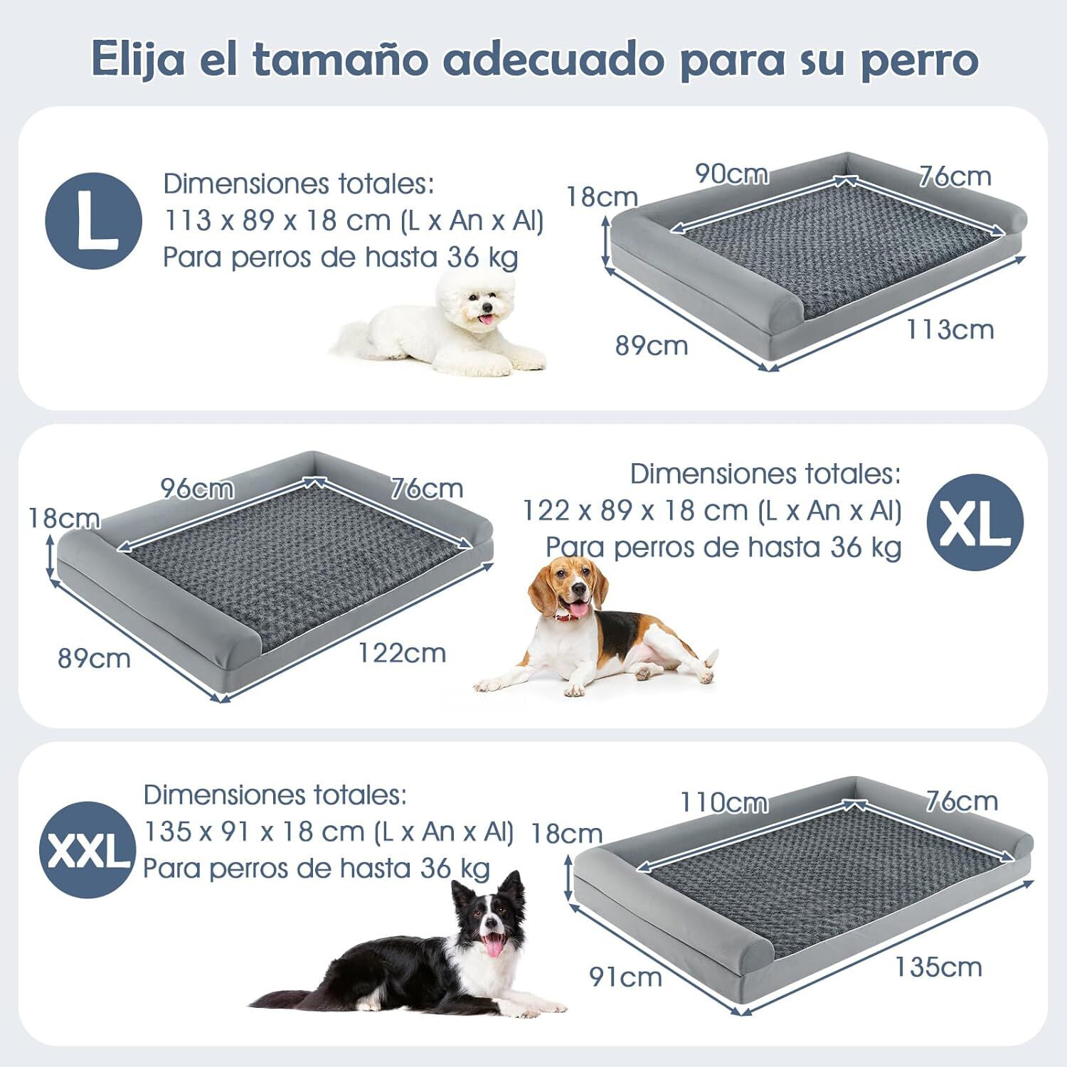 COSTWAY Cama Ortopédica para Perros, Cama Perro Grande con Tejido Interno Impermeable, Sofá para Perros con Funda Extraíble y Lavable, Gris, 135 x 91 x 18 cm (XX-Large) thumbnail
