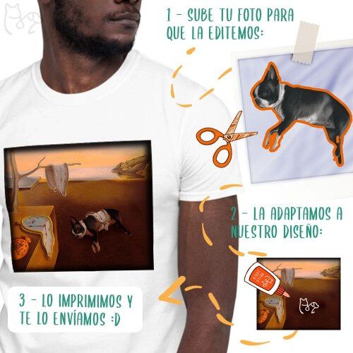 Mascochula camiseta hombre mola dalí personaliza con tu mascota azul marino thumbnail