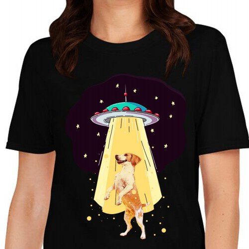 Mascochula camiseta mujer abduction personalizada con tu mascota negra thumbnail