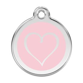 Red dingo Placa identificativa Acero Inoxidable Esmalte Tribal Corazón Rosa para perros