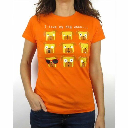 Camiseta mujer &quot;I love my dog when...&quot; color Naranja thumbnail