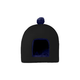 Gauty Cama Redonda Tela Impermeable y pelo  Negro y azul para Perros y Gatos 