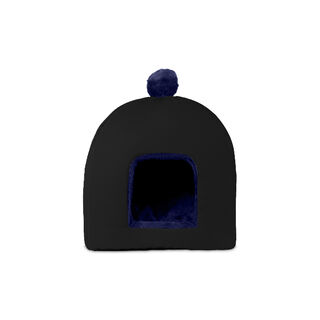Gauty Cama Redonda Tela Impermeable y pelo  Negro y azul para Perros y Gatos 