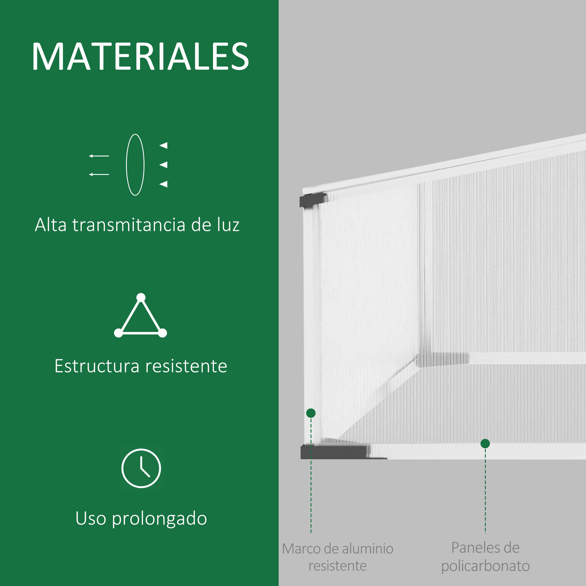 Outsunny Invernadero de Jard&iacute;n transparente y plata con 4 techos abatibles, , large Imagen numero 4