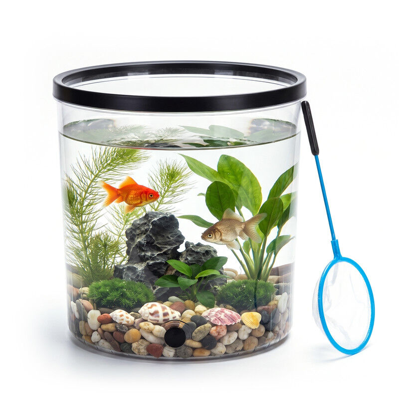 Nobleza Pecera Peque&ntilde;a de Pl&aacute;stico 4L para Betta y Decoraci&oacute;n, Acuario Transparente Resistente a Golpes con Drenaje de Un Toque, Acuario de Escritorio para Oficina y Hogar, , large Imagen numero 6