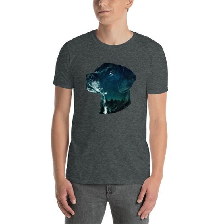 Mascochula camiseta hombre noche estrellada personalizada con tu mascota gris oscuro thumbnail