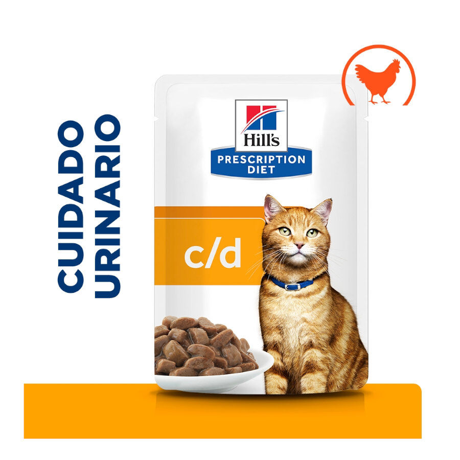 12 sobres x 85 g Hill's Prescription Diet Urinary Care c/d Pollo sobre para gatos, , large Imagen numero 2