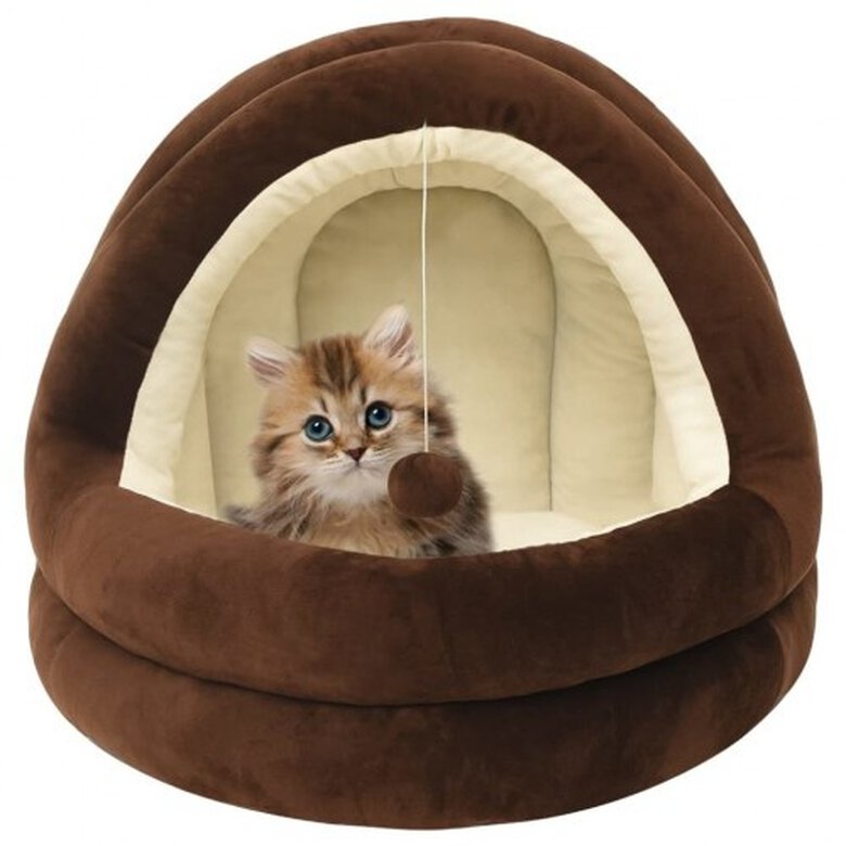 Vidaxl cama redonda marrón para gatos, , large image number null