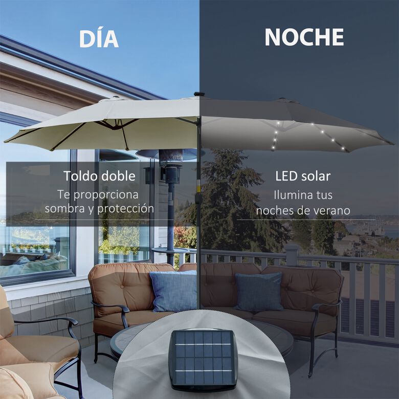 Outsunny Sombrilla Doble Gris Claro thumbnail