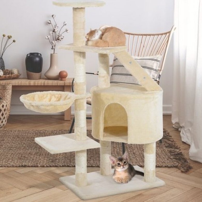 Rascador árbol con felpa PawHut color Beige, , large image number null