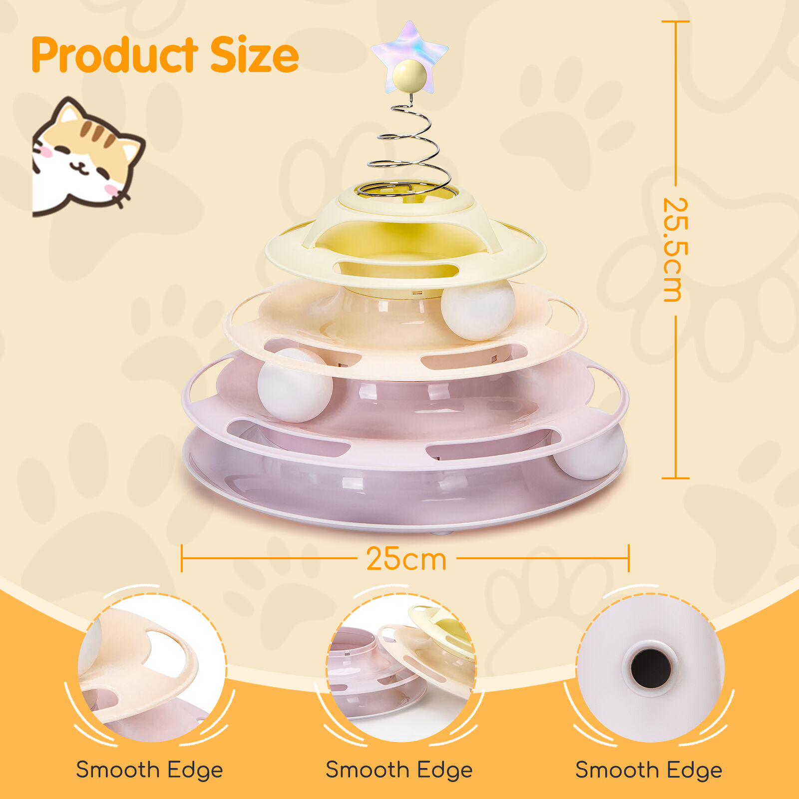 Nobleza Cat Juguete para Gatos, Juguetes Interactivo con Dise&ntilde;o de Torre con 3 Pelotas de 3 Niveles, , large Imagen numero 3