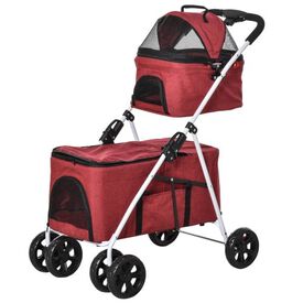 Carrito para perros con 2 niveles color Rojo