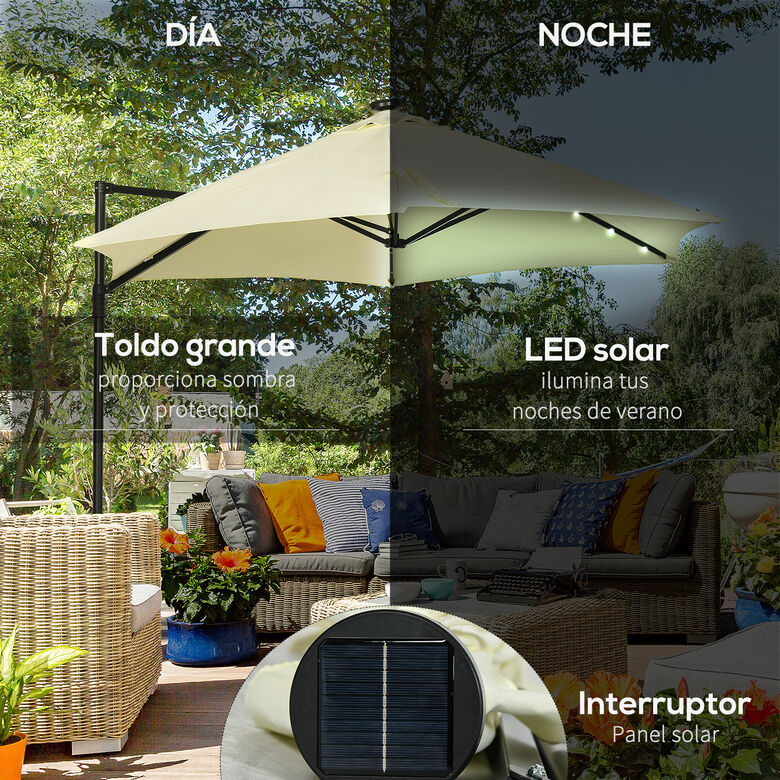 Outsunny Sombrilla de Jardín Beige para hogar thumbnail