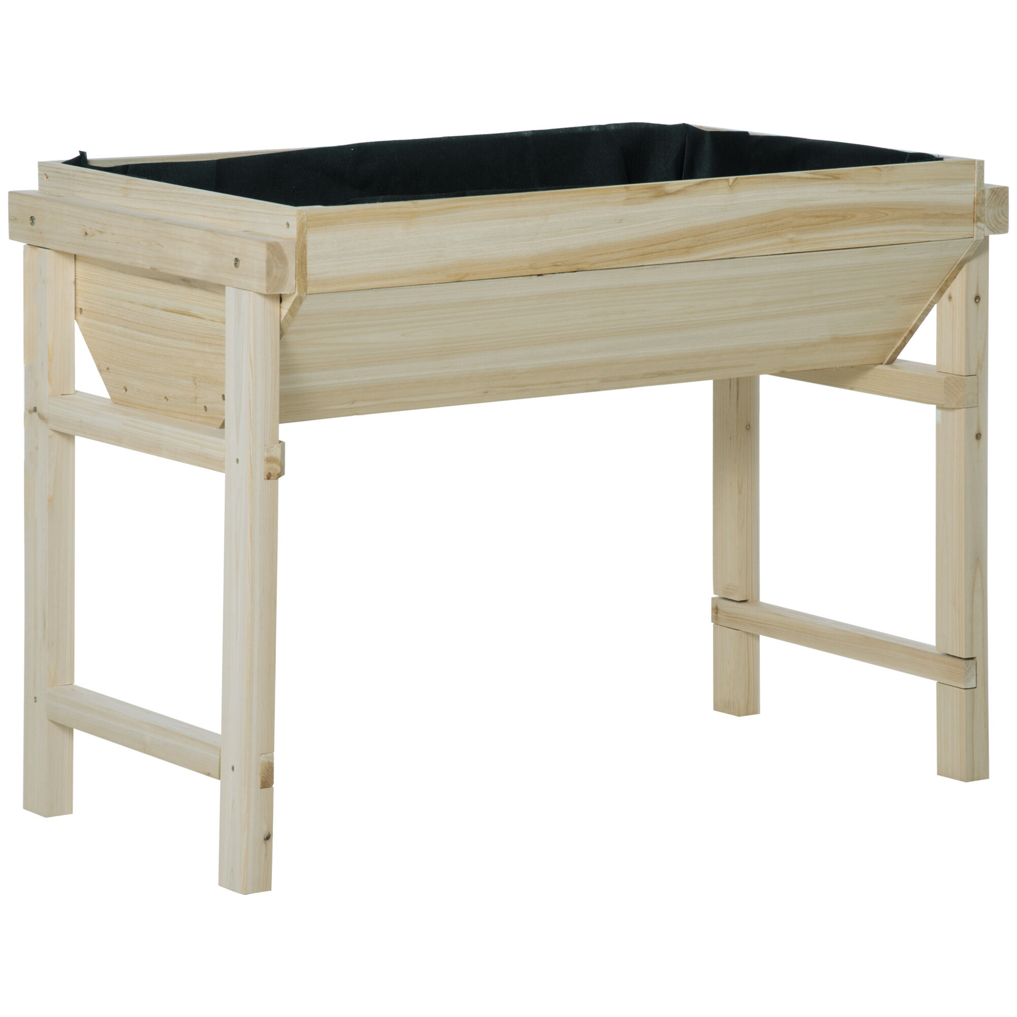Outsunny Huerto Urbano Elevado de Madera 108,5x60x80 cm Mesa de Cultivo con Tela no Tejida y 3 Orificios de Drenaje para Jard&iacute;n Terraza Exterior Carga 50 kg Natural, , large Imagen numero 1