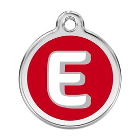 Red Dingo Placa identificativa Acero Inoxidable Esmalte Alfabeto Letra E Rojo para perros