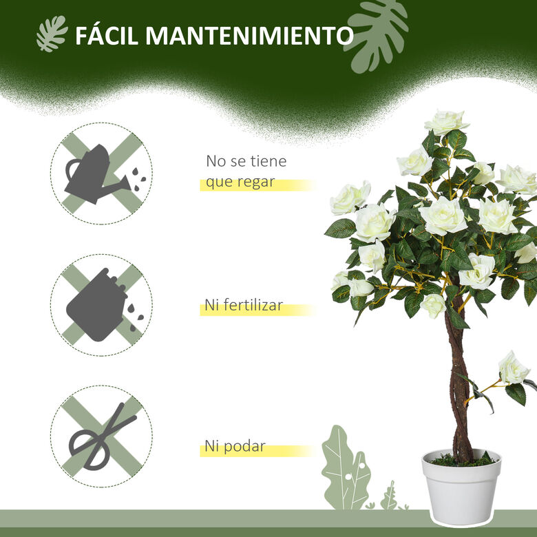 Outsunny Rosas Artificiales Verde y Blanco para hogar thumbnail