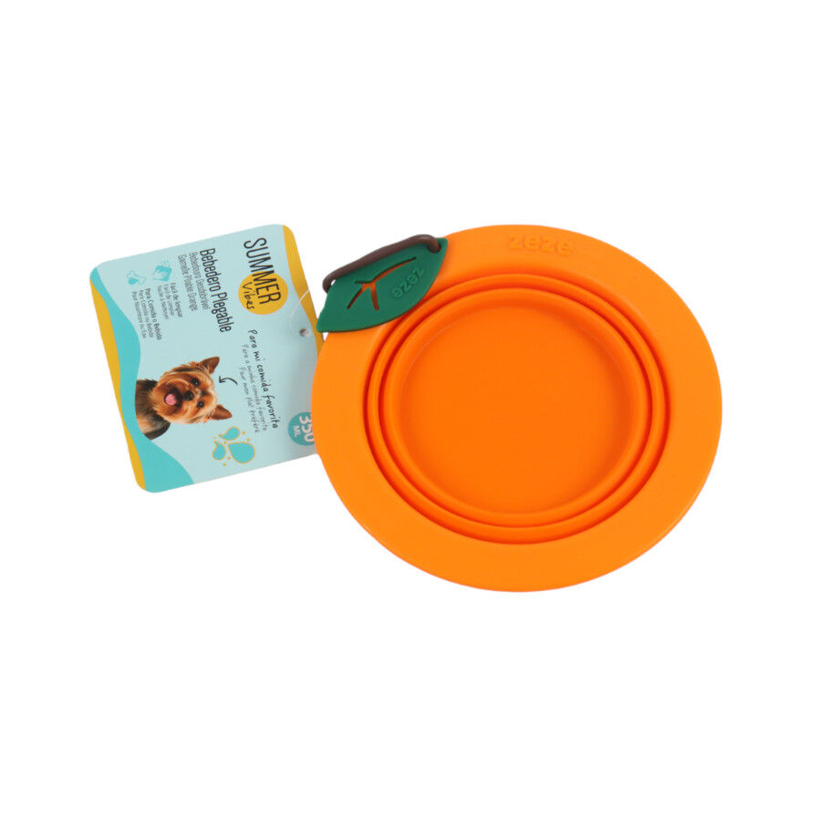 Summer Vibes Comedero Bebedero plegable naranja para perros, , large Imagen numero 5