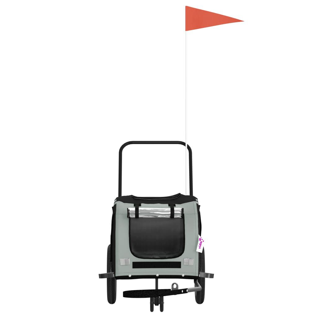 vidaXL Remolque de bicicleta mascotas hierro tela Oxford gris negro, , large Imagen numero 3