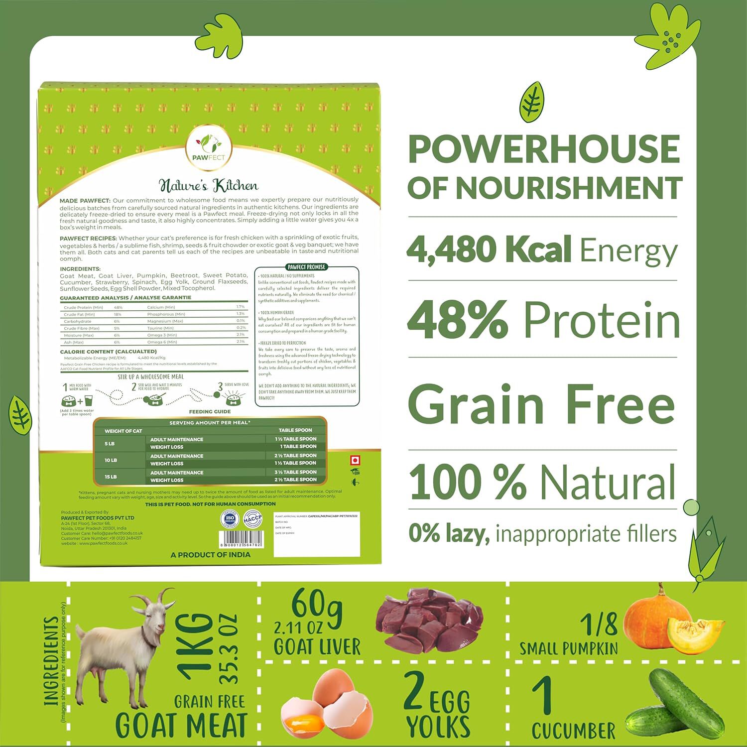 Alimento completo y equilibrado sin cereales para gatos: receta de cabra (500 g/17,64 oz), , large Imagen numero 2