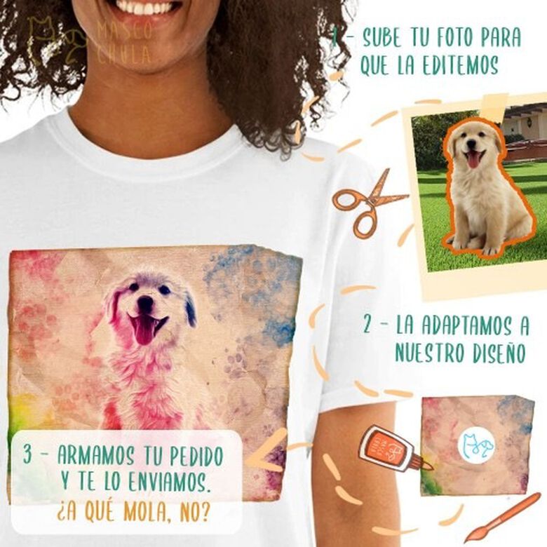 Mascochula camiseta mujer lienzo personalizada con tu mascota blanco thumbnail