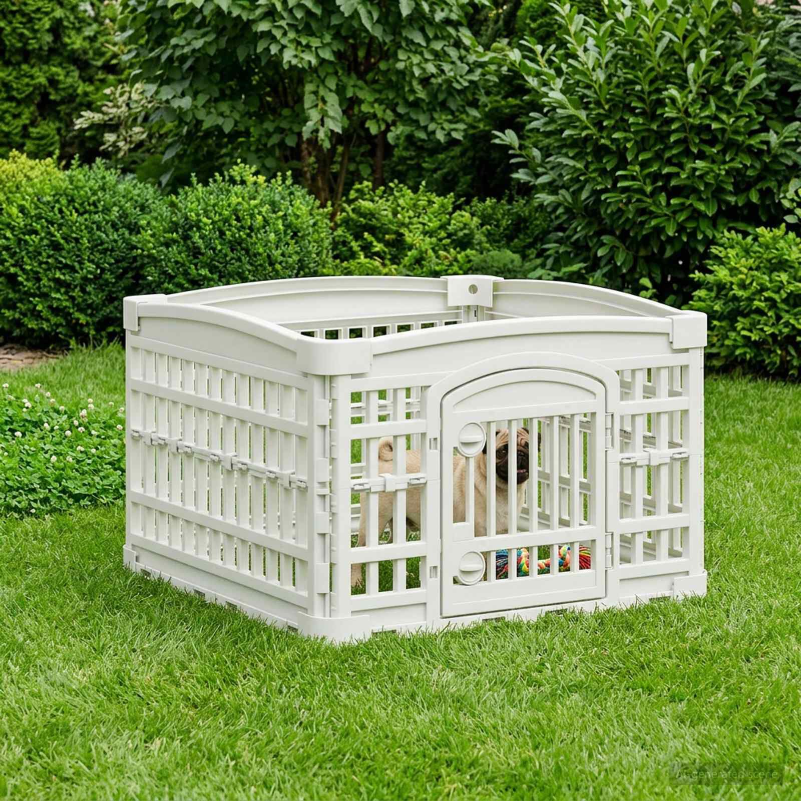 vidaXL Parque para Perros de 4 Paneles 60 x 60 x 38 cm Pl&aacute;stico Blanco, , large Imagen numero 5