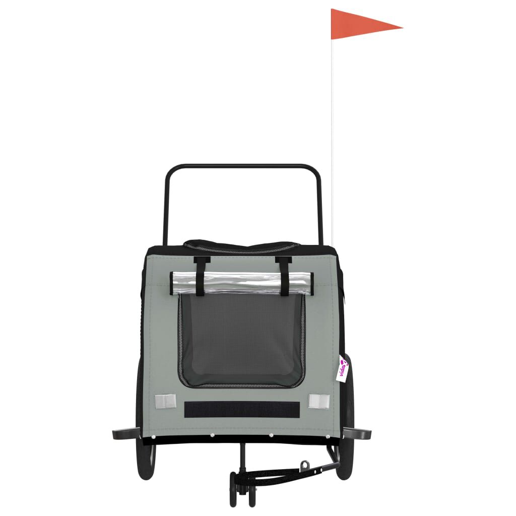 vidaXL Remolque de bicicleta para perros hierro tela Oxford gris negro, , large Imagen numero 8