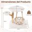 COSTWAY Árbol Rascador para Gatos Moderno, Marco de Madera Peral, 66 cm Torre para Gatitos con Cuna Colgante, Arbol Gatos con Plataforma Acolchada, Cojín de Peluche Suave, Poste de Yute, Blanco, , large indicador imagen numero 3