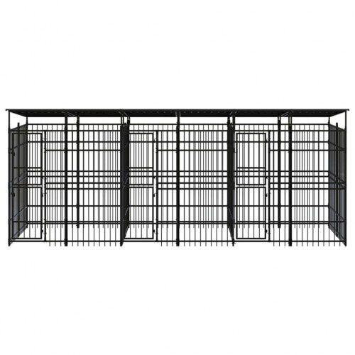 Vidaxl perrera de acero con bisagra y puerta para perros, , large Imagen numero 2