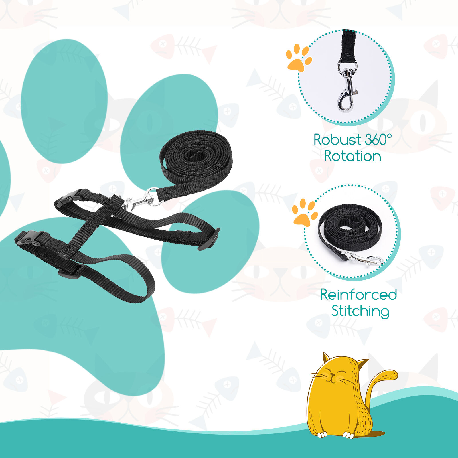 Nobleza Arn&eacute;s para Gatos con Correa, Ajustable Antiescape Seguridad Arn&eacute;s para Gatos y Cachorros, , large Imagen numero 3