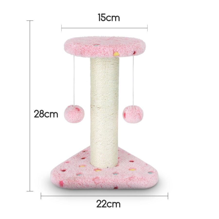 Nobleza - Juguete rascador para Gatos, Tipo Columna con Pelotas. Color Rosa, Alto 28cm., , large Imagen numero 2
