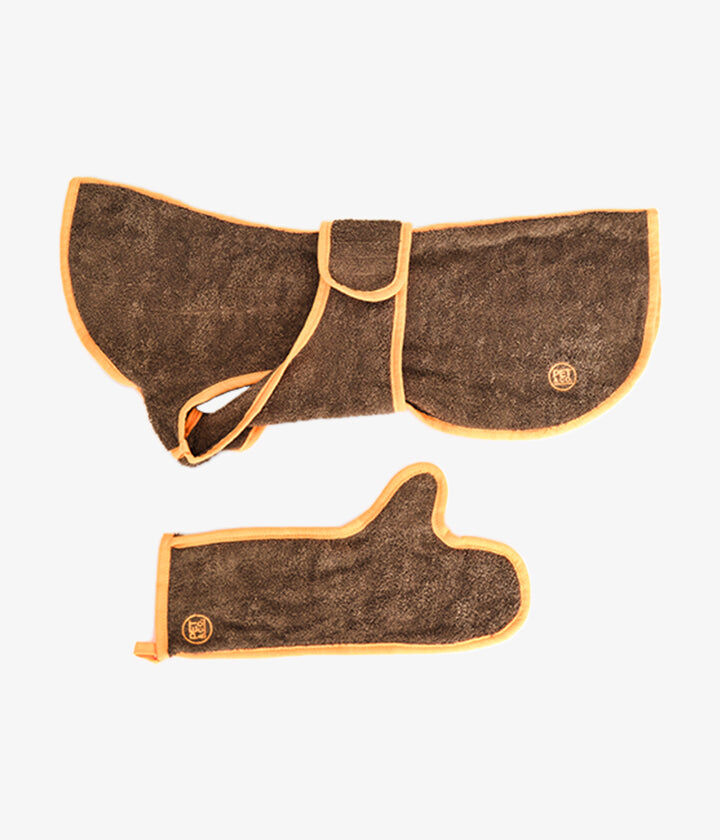 Pet and Co Set Wrappy Set Bata De Ba&ntilde;o & Guante Spa Set Bata De Ba&ntilde;o Chocolate - Perros, , large Imagen numero 3
