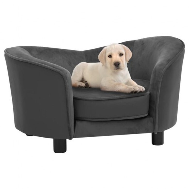 Vidaxl sofá grueso acolchado gris oscuro para perros, , large image number null