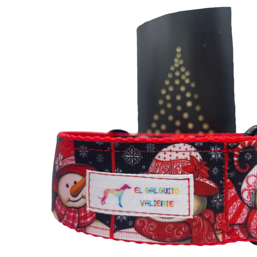 EGV - Collar Martingale Navidad 4 cm ancho, Collar galgo hecho a mano en Espa&ntilde;a (Mu&ntilde;eco de nieve), , large Imagen numero 5