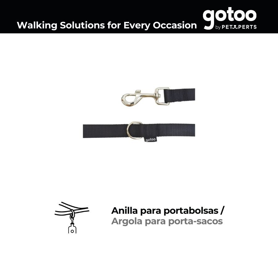 Gotoo Correa de nylon negra para perros thumbnail