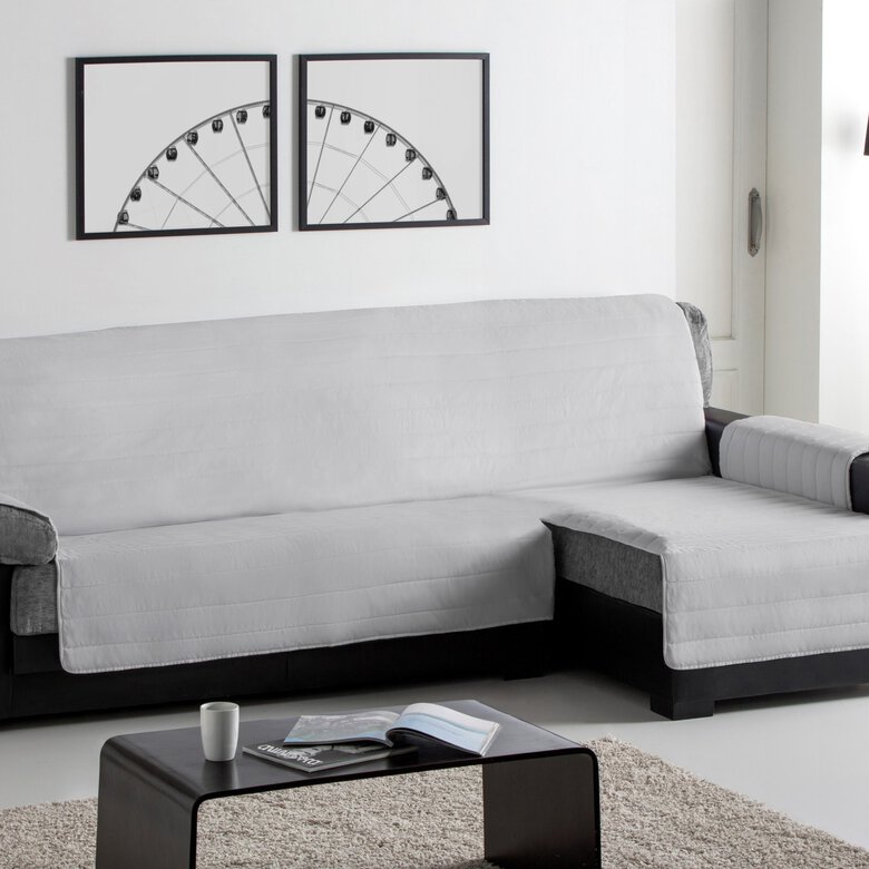Cubre Sofa Acolchado Chaise Longue Derecho color Gris Claro, , large image number null