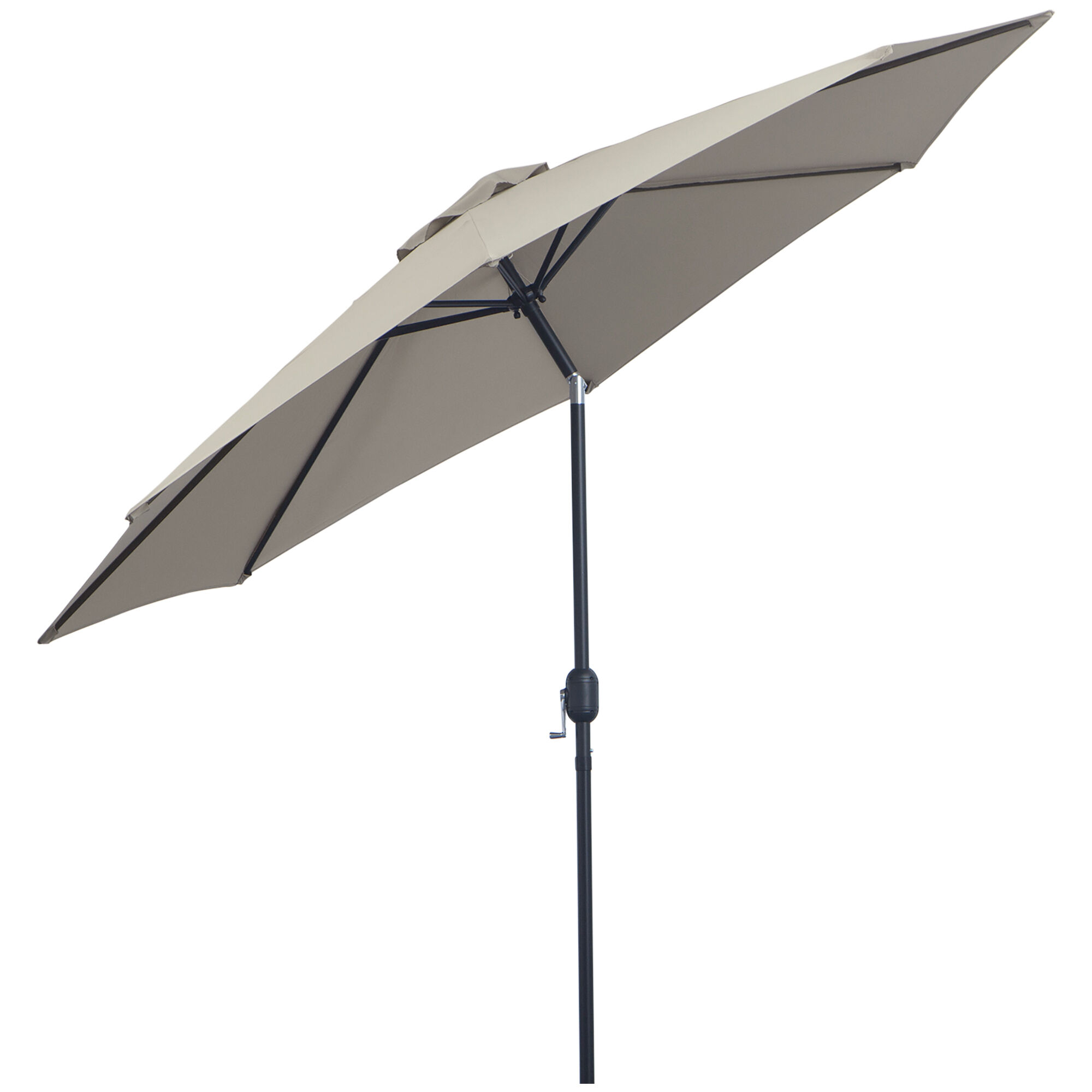 Outsunny Sombrilla de Jard&iacute;n &Oslash;295x250 cm con Manivela Parasol Exterior con Mecanismo de Inclinaci&oacute;n y Poste Desmontable de Metal para Terraza Piscina Patio Gris Claro, , large Imagen numero 1