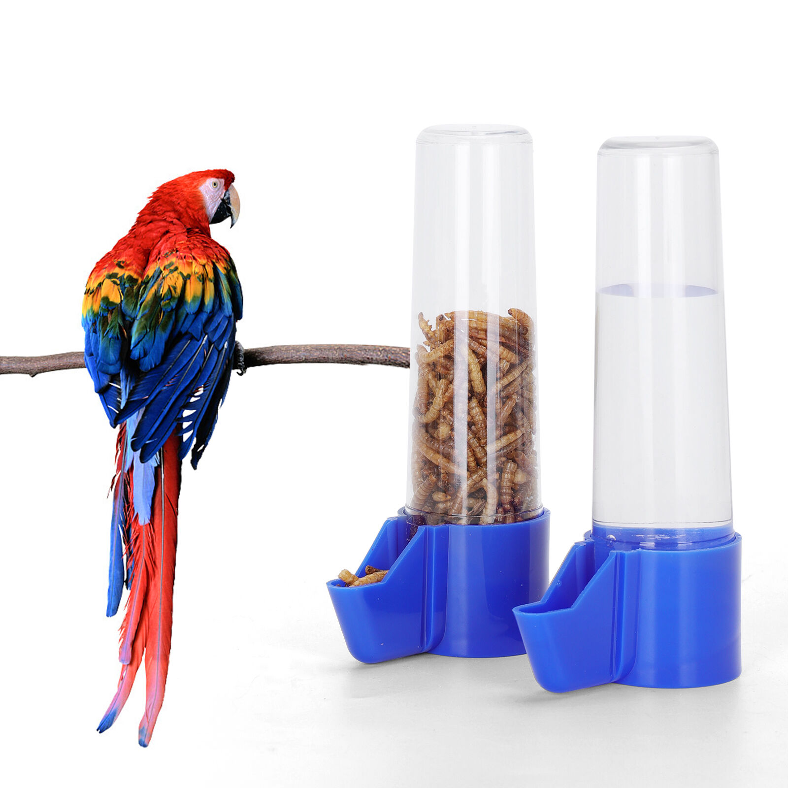 Nobleza - 2 x Bebedero de Pl&aacute;stico en Voladeras para P&aacute;jaros, Bebedero Autom&aacute;tico y Comedero 90ml - Adecuado para Aves de Compa&ntilde;&iacute;a Peque&ntilde;as y Medianas como Canarios y Periquitos, , large Imagen numero 1