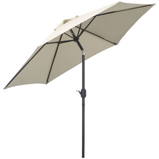 Outsunny Sombrilla Para Jardín Parasol De Aluminio Reclinable Con Manivela Crema