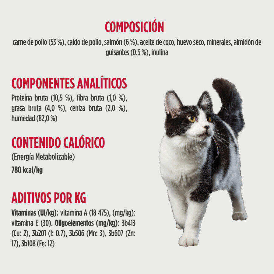 79 g Nulo Silky Mousse Pollo con Salmon Sobres para gatos, , large Imagen numero 4