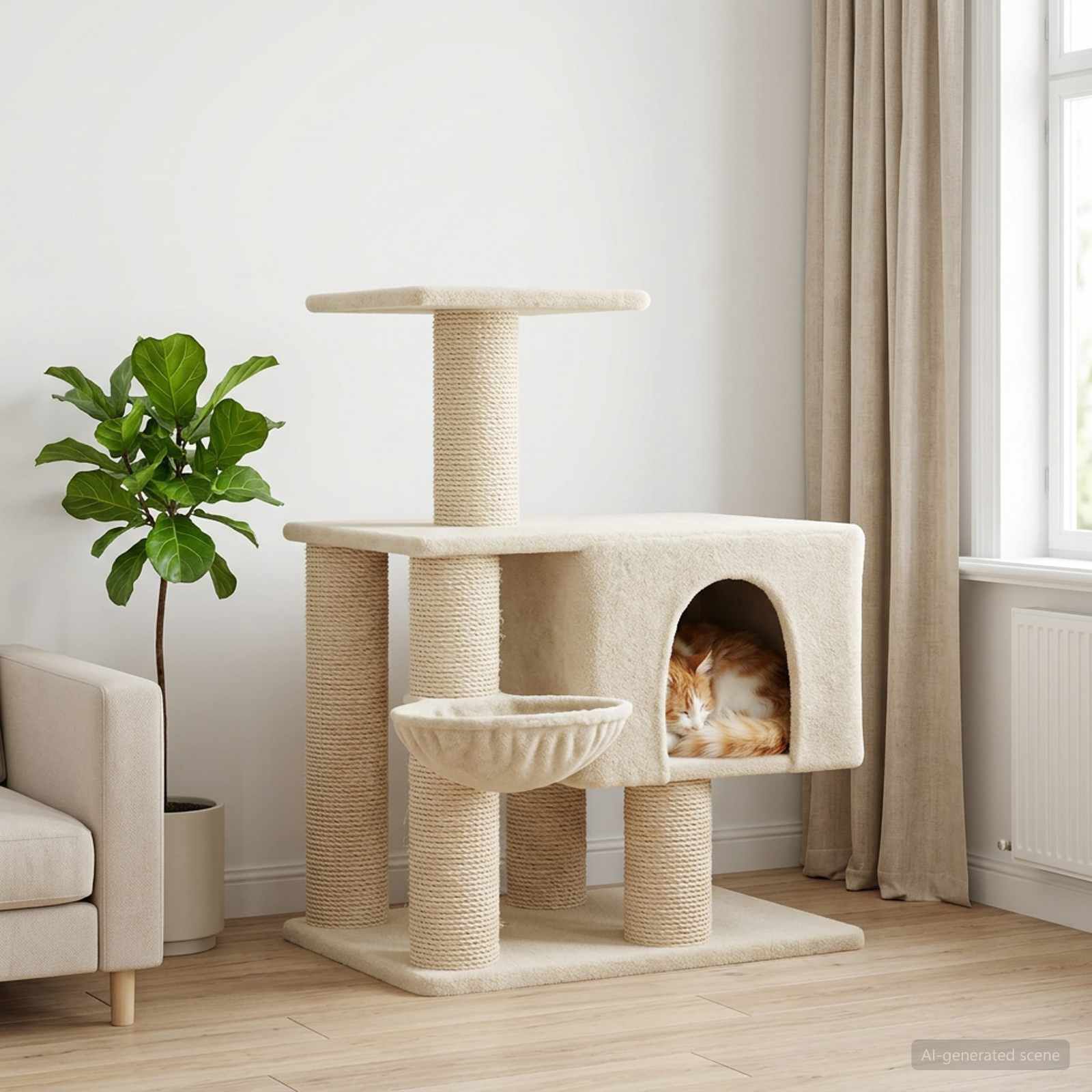 vidaXL &Aacute;rbol para gatos con postes de sisal &Aacute;rbol rascador Muebles Gatos Condo, , large Imagen numero 2