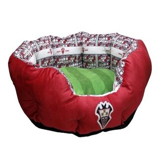 Cama futbolera estadio del Albacete Balompié para perros color Rojo