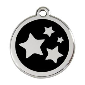 Red dingo Placa identificativa Acero Inoxidable Esmalte Estrella Negro para perros