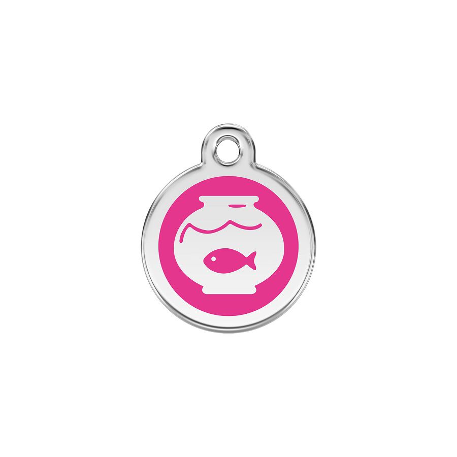 Red Dingo Placa identificativa Acero Inoxidable Esmalte Pecera Rosa Fuerte para gatos