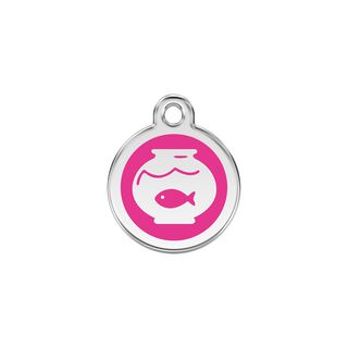 Red Dingo Placa identificativa Acero Inoxidable Esmalte Pecera Rosa Fuerte para gatos