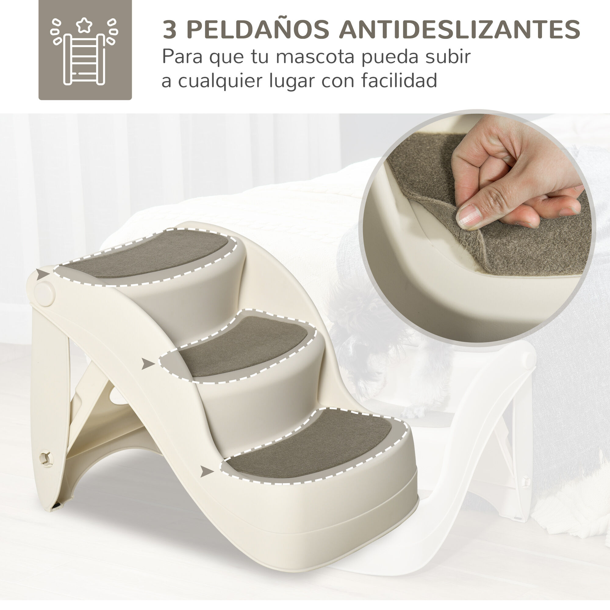 PawHut Escalera para Perros de 3 Peldaños Plegable para perro thumbnail