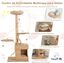 COSTWAY Rascador para Gatos de 129 cm, Árbol para Gatos con Poste de Madera Maciza, Marco de Madera Contrachapada Curvada, Condominio, Percha, Cojines Lavables, Centro de Actividades de 4 Capas, , large indicador imagen numero 5