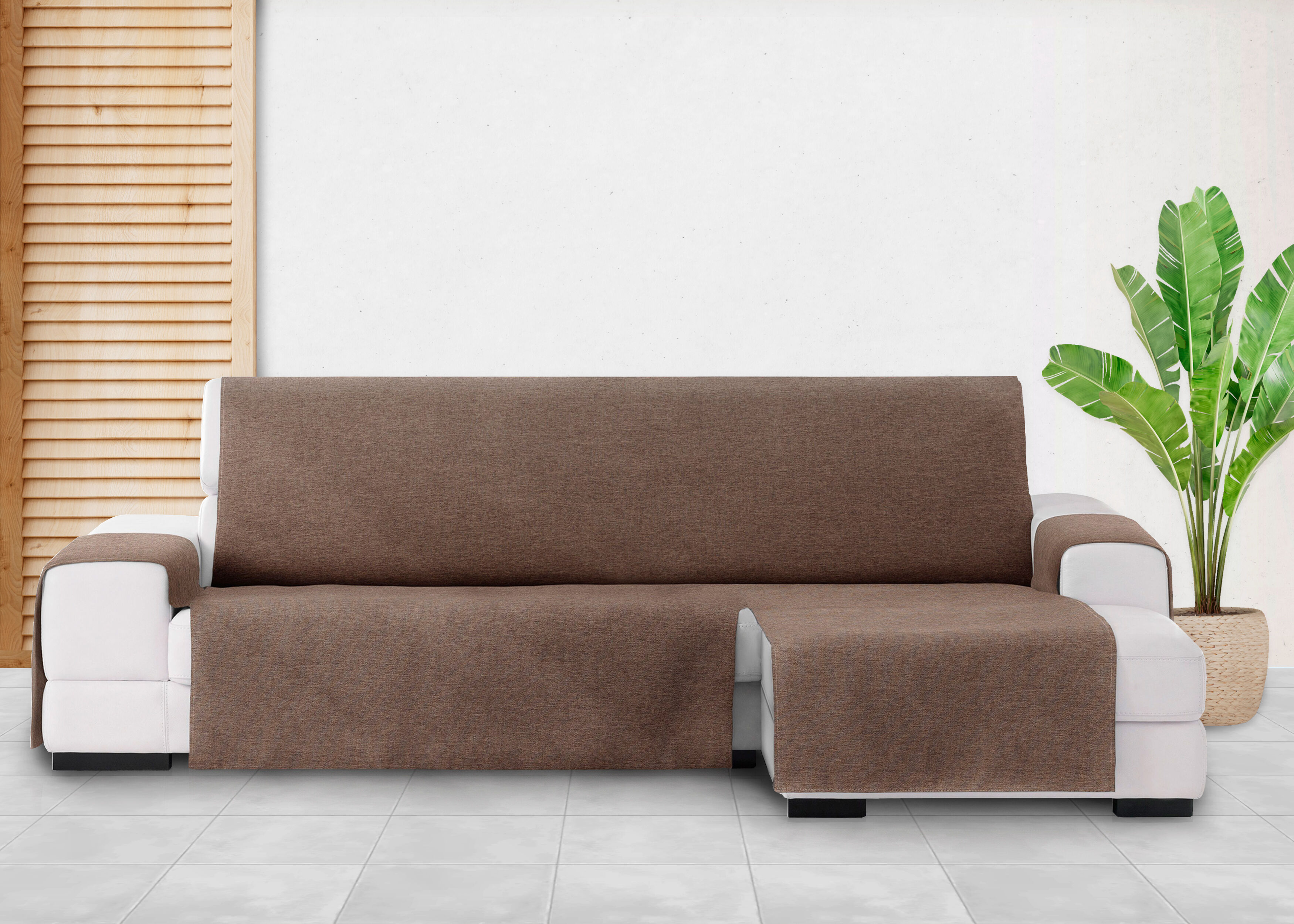 Vipalia Protector Cubre Sof&aacute; Chaise Derecho 290 Color Marr&oacute;n Modelo Brisa, , large Imagen numero 4